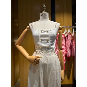 [시흥점] 여성 체인 스트랩 단추 포인트 슬림 민소매 티셔츠 (EQ3CV860)