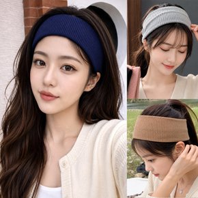 1+1 2종SET 남여 면 골지 반다나 헤어밴드 넓은 와이드 세안 운동 머리띠
