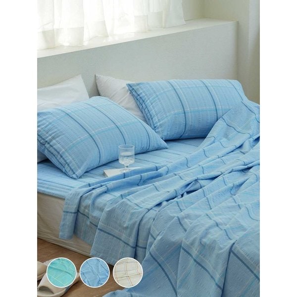 자연이 주는 시원함, 면 시어서커 여름 홑이불 세트 SS/Q 3colors