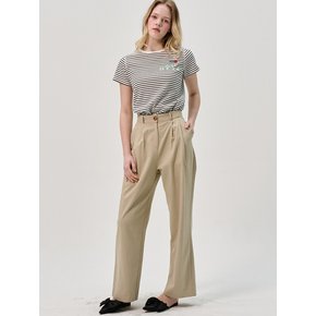 Semi Wide Pintuck Cotton Pants_Beige