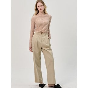 Semi Wide Pintuck Cotton Pants_Beige