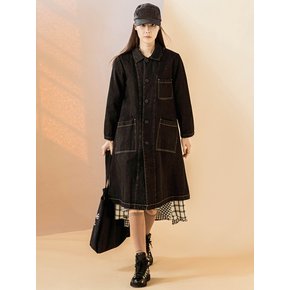 Stitch Black Denim Coat