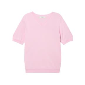[24SS] 핑크 단색 면혼방 반팔니트 HSSW4BC41P2
