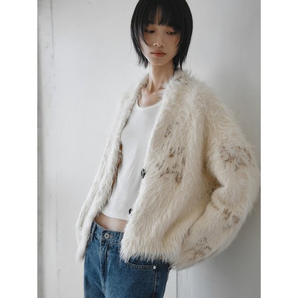 Jacquard Hairy Cardigan_IVORY