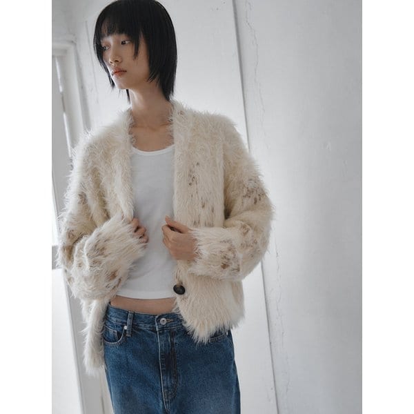 Jacquard Hairy Cardigan_IVORY