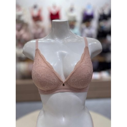 트라이엄프 베이지 딥브이 레이스 노와이어 브래지어(TDWBR673BE)