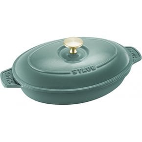 staub [ 23cm ] IH Hot Plate Z1025-329 스토우브 타원형 핫 플레이트 유칼립투스 양손 주물