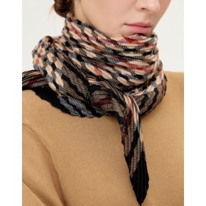 DCSC6F591W3 [닥스][WOOL100%]브라운 하우스체크 울 플리츠 스카프