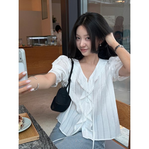 Ruffled Collar Blouse_2color