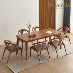 핀란디아 애쉬 6인 원목식탁세트(의자6)
