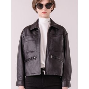 LAMBSKIN POCKET RIDER JACKET-woman