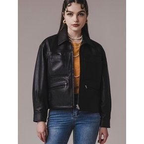 LAMBSKIN POCKET RIDER JACKET-woman