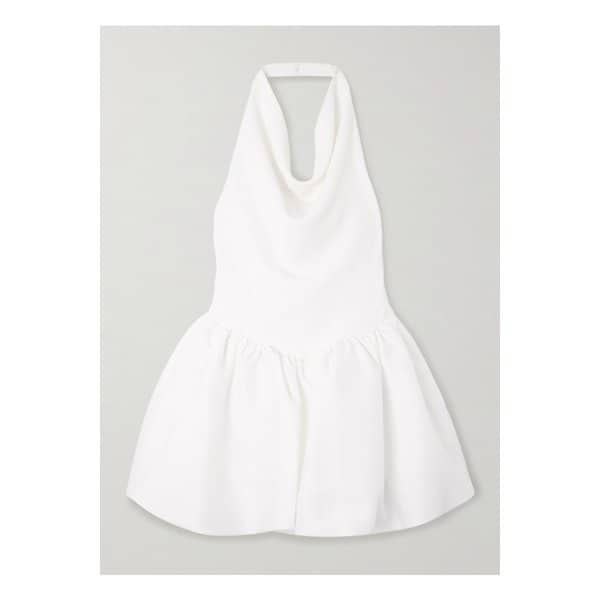 드레이프 크레이프 홀터넥 미니 드레스 화이트 46376663162843734