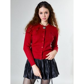 Classic Ribbon Embroidery Cardigan (RED)