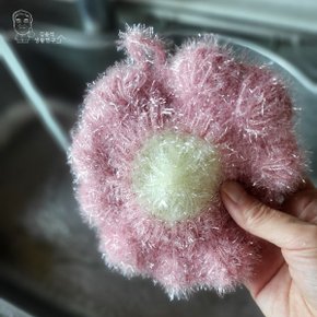 주방 플라워 수세미 아크릴 뜨개수세미 설거지 거품