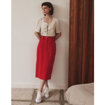 지에마르 CORDUROY SKIRT RED