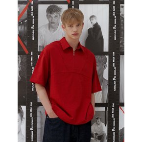 Decker linen zip-up 1/2 shirt (red)