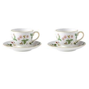 [해외직구] WEDGWOOD 웨지우드 와일드 스트로베리 찻잔 및 받침 174ml 2세트