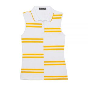 GFORE 지포어 OFFSET STRIPE TECH PIQU SLEEVELESS POLO (G4LS23K680-SNO) (여성 오프셋 스트라