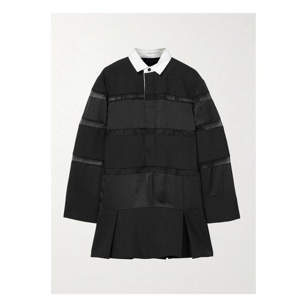 패널 오간자 트리밍 그랑 드 푸드르 새틴 미니 드레스 블랙 1647597324824022