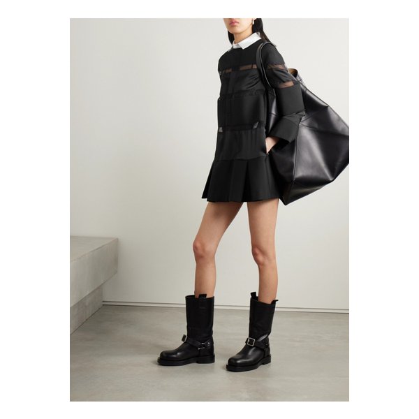 패널 오간자 트리밍 그랑 드 푸드르 새틴 미니 드레스 블랙 1647597324824022