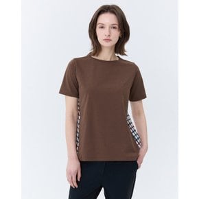 [25SS] [스테디셀러] 멜란지 체크 백 반팔티셔츠 (BROWN) WNTS5B905W2