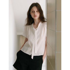 Plain Tie Blouse - Ivory