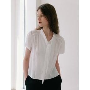 Plain Tie Blouse - Ivory