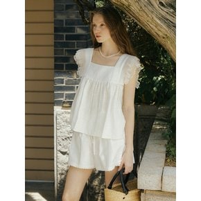 LINEN TWEED LACE SLEEVELESS - WHITE