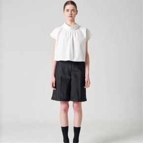 White poplin belted top