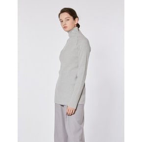 TOF OUT-CUT CASHMERE TURTLENECK KNIT L-GREY