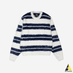 스투시 헤어리 스트라이프 크루 스웨터 아이보리 네이비 Hairy Stripe Crew Sweater Ivor