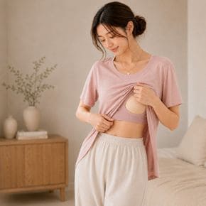수유복 상의 모달 라운드넥 반팔 루즈핏 임산부 데일리 티셔츠
