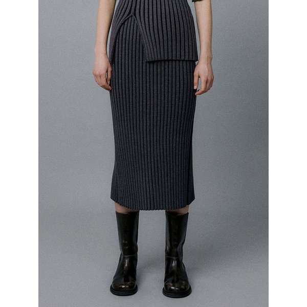 2-FACED KNIT SKIRT - MUD (BLACK)