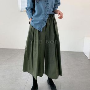 스트링 핀턱 주름 치마바지 밴딩 롱 스커트 A라인 U596_P420740300