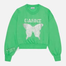 버터플라이 스웨트셔츠 맨투맨 T3366 KELLY GREEN GANNI ISOLI BUTTERFLY DARK SWEATSHIRT