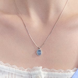 Hei [sv925] aquamarine cabochon necklace