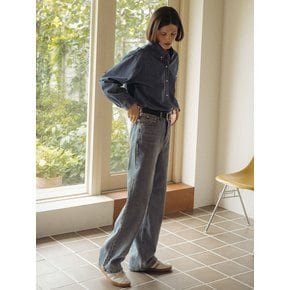 Semi-wide fit hybrid denim pants_Blue