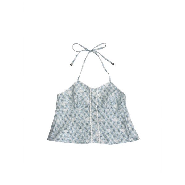 MIXED PATTERN BUSTIER TOP_BABY BLUE
