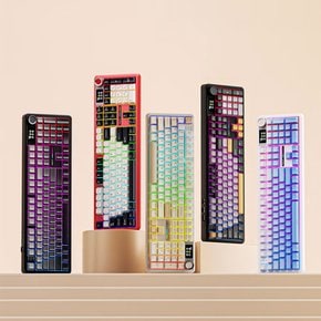 [최신출시]AULA 독거미 F108/F108pro 기계식 키보드 Gasket구조 RGB램프 스크린 노브 8000mAh