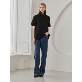 Half Sleeve Turtleneck T-Shirts - Black