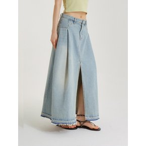 샌드 워싱 딥 슬릿 데님 스커트_SAND WASHING DEEP SLIT DENIM SKIRT