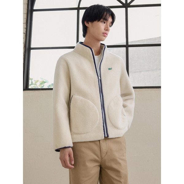 맨즈 리얼 양털 플리스 집업 [아이보리]