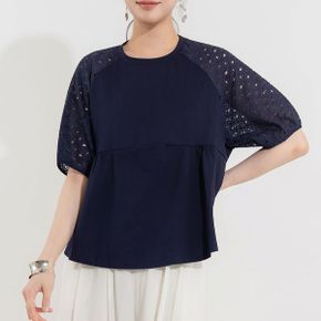 로베인 펀칭 레이스 퍼프 블라우스_P432319996