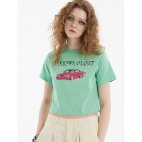 레드카 로고 크롭티 그린_Red Car Logo Crop Tee Green