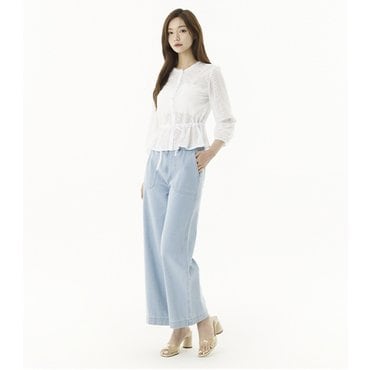 플라스틱아일랜드 아웃포켓 와이드핏 데님 팬츠 (PR2DP431)