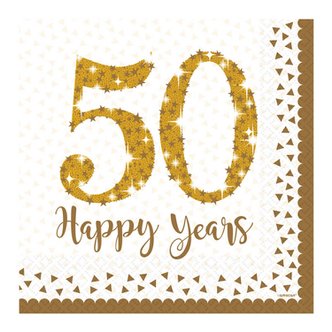  영국직구 암스캔  골드 50주년 기념 런치 냅킨 (16개 팩)