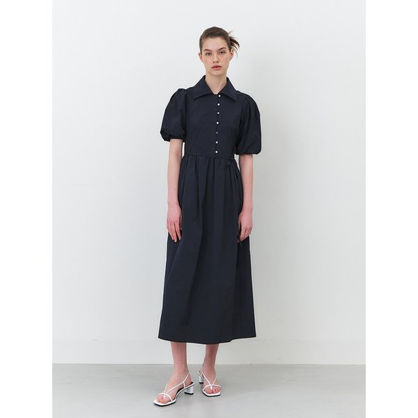 RTR COLLAR BUTTON PUFF DRESS _2COLORS