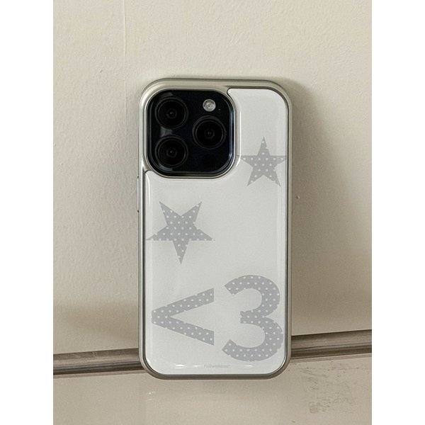 실버 에폭시 범퍼 폰케이스 - Lov3(white)