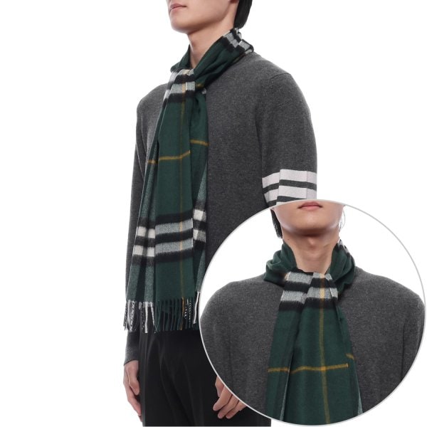 [부산점] 25FW 남성 체크 캐시미어 머플러 (8094653 DARK FERN GREEN M 25F)